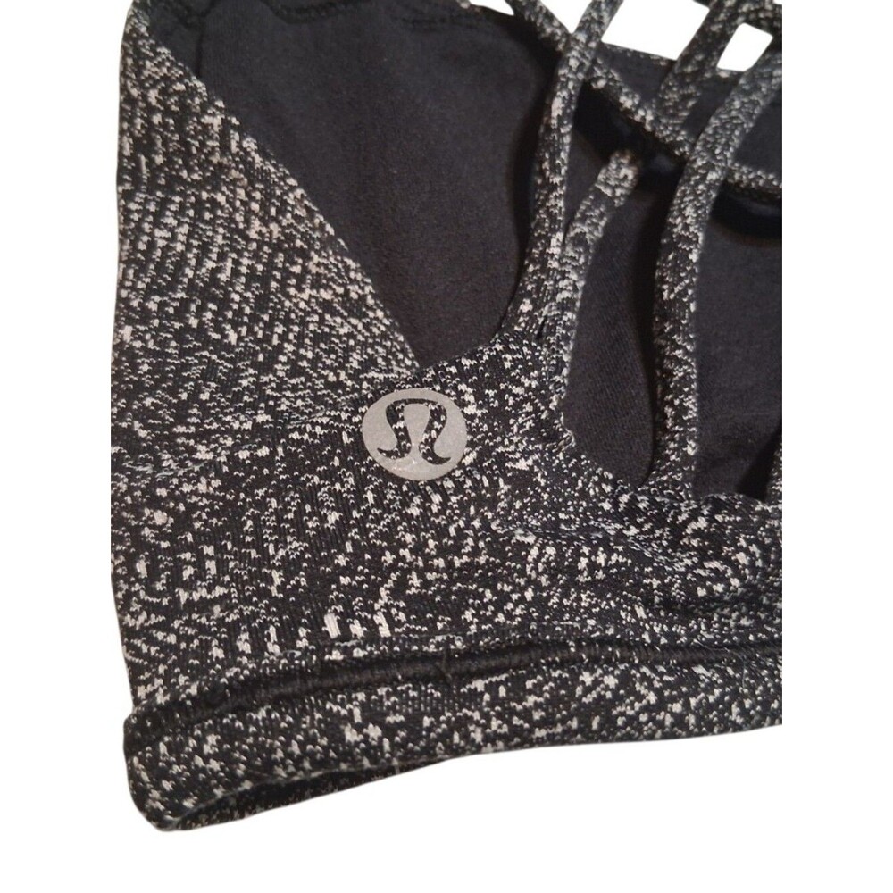 Lululemon Free to Be Wild Strappy Sports Bra Black White Heathered Dye Size 6 - Picture 5 of 7